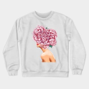 Girl with beautiful flowers instead of a head. Crewneck Sweatshirt